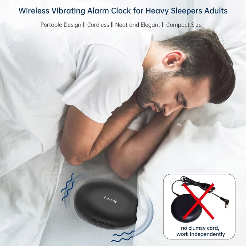 Vibrating Alarm Clock, Rechargeable with Bed Shaker