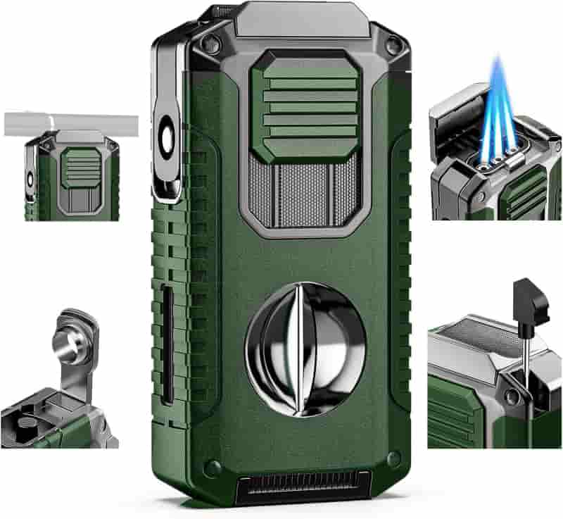 5-in-1 Windproof Torch Lighter with Cutter & Gift Box for Men
