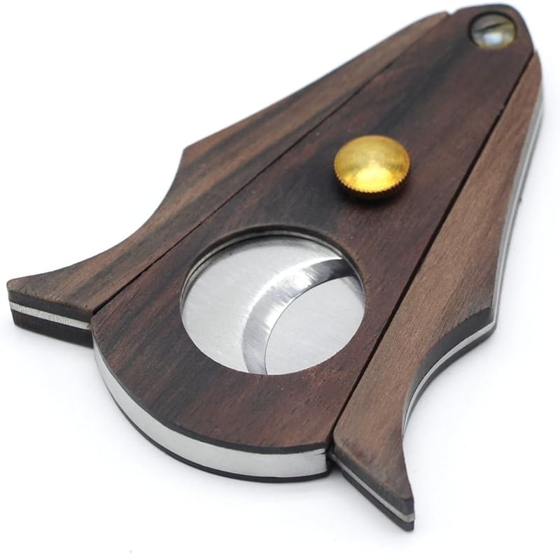 Cigar Cutter with Wood & Steel, Double Blade in Gift Box