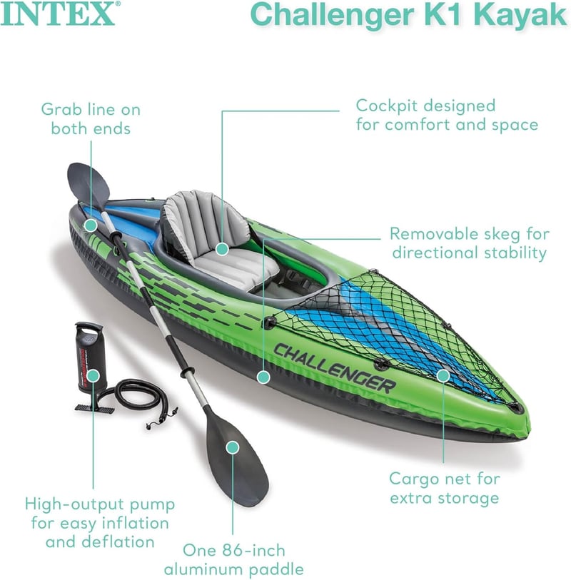 Inflatable Kayak Set: PVC, Paddles, Pump, Adjustable Seat