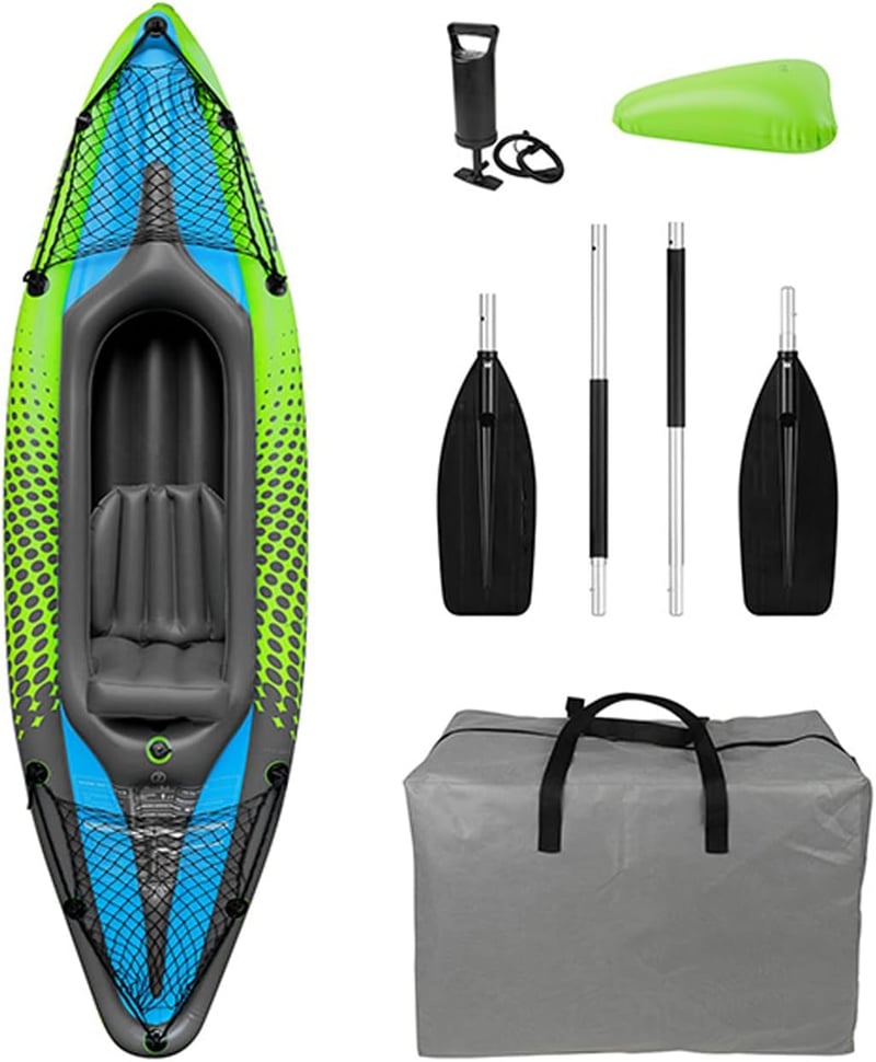 Solo Inflatable Kayak with Paddle and Seat