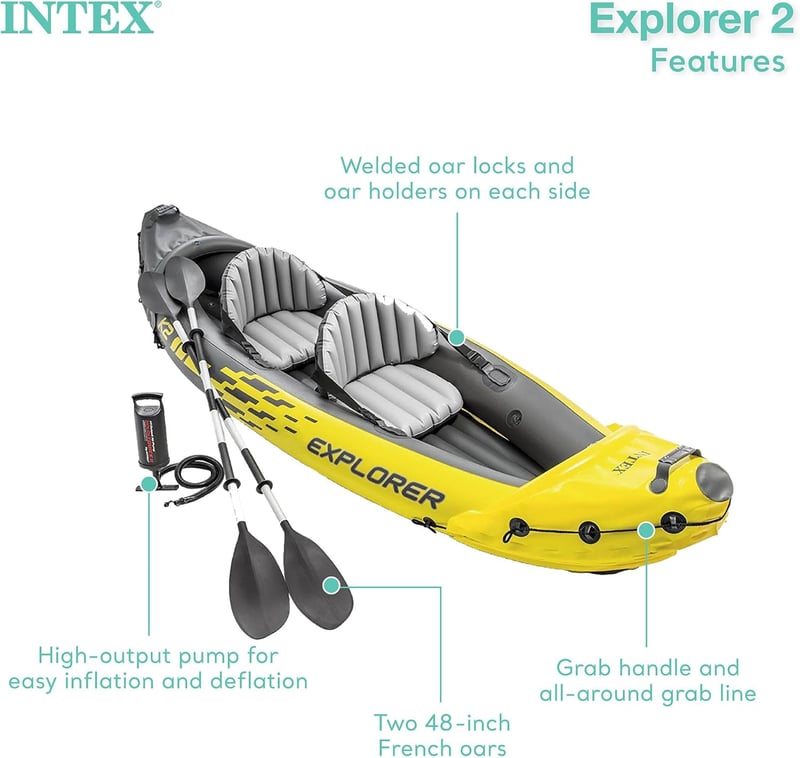 2-Person Inflatable Kayak Set with Oars and Pump, 400lb Limit