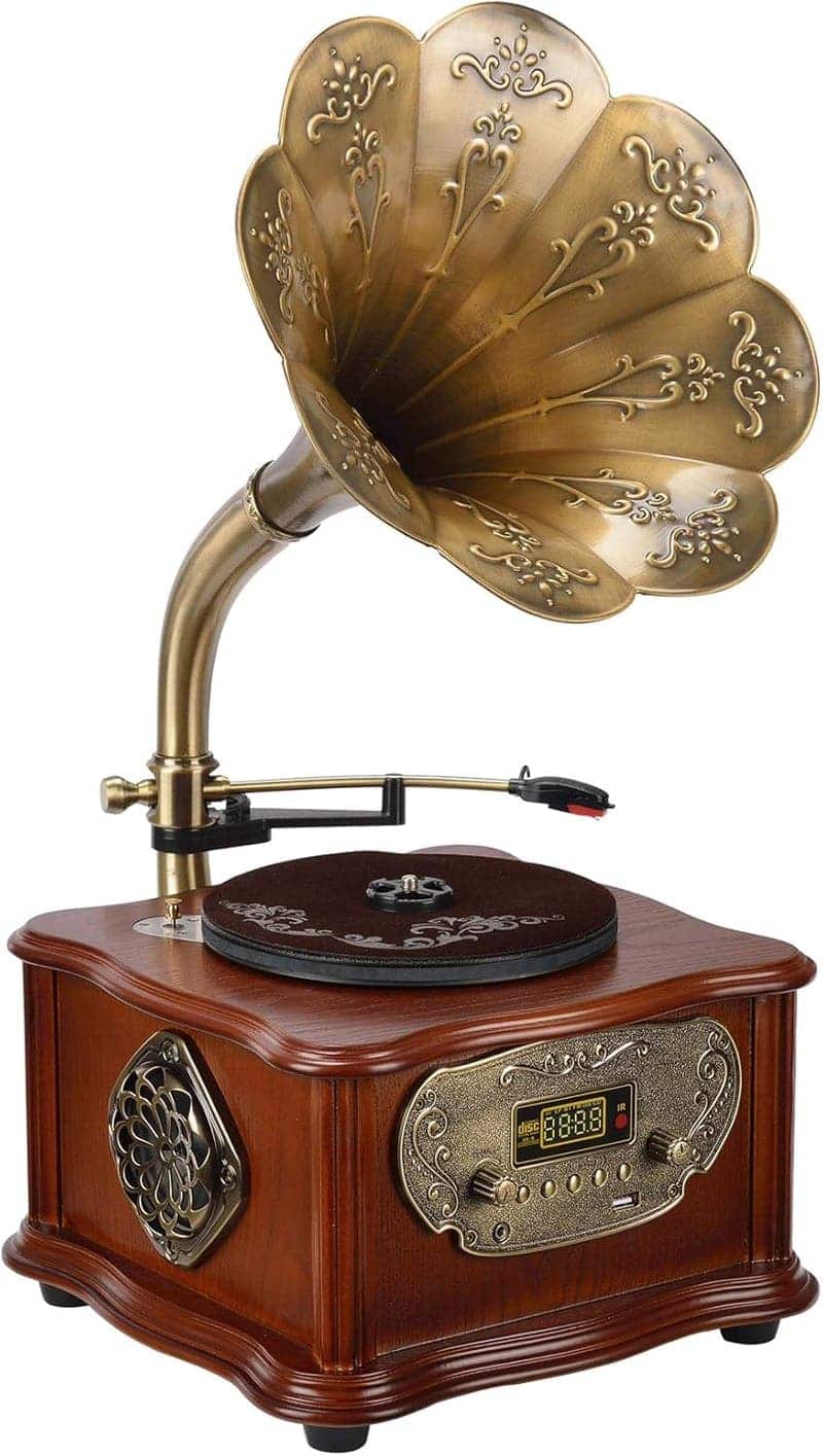 Bluetooth 4.2 Wood Gramophone Vinyl Player System