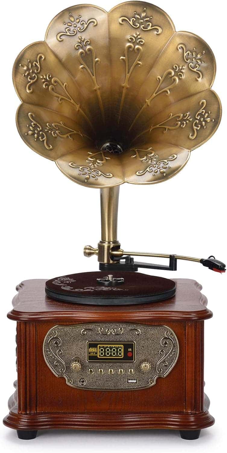 Bluetooth 4.2 Wood Gramophone Vinyl Player System
