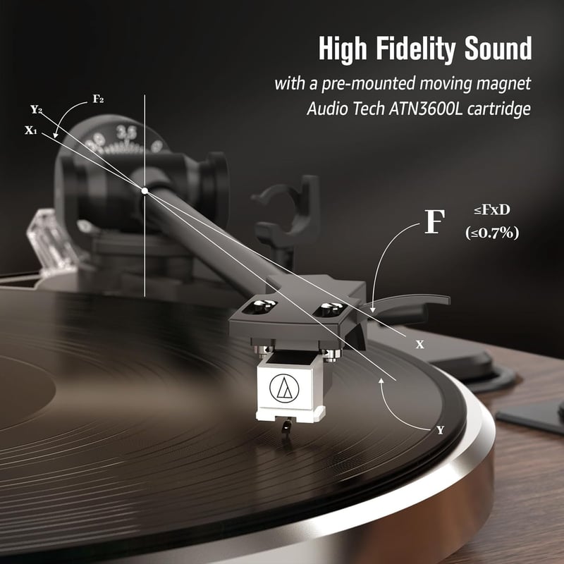 Vintage High Fidelity Turntable with Stereo Speakers
