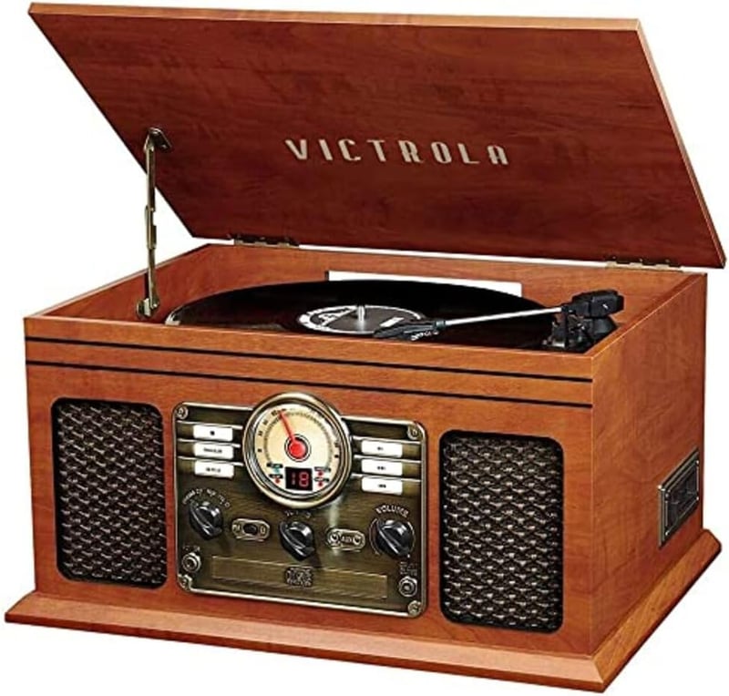 Bluetooth Record Player & Multimedia Center - Mahogany