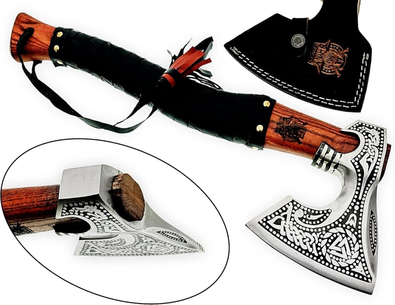 Birthday Custom Viking Axe - Handmade with Sheath for Men
