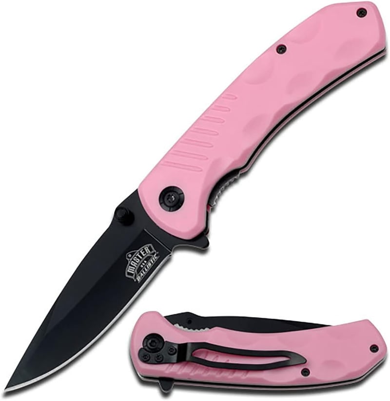 Spring Assisted Folding Knife, Black Blade & ABS Handle