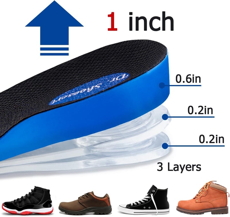Height Increase 3-Layer Heel Inserts