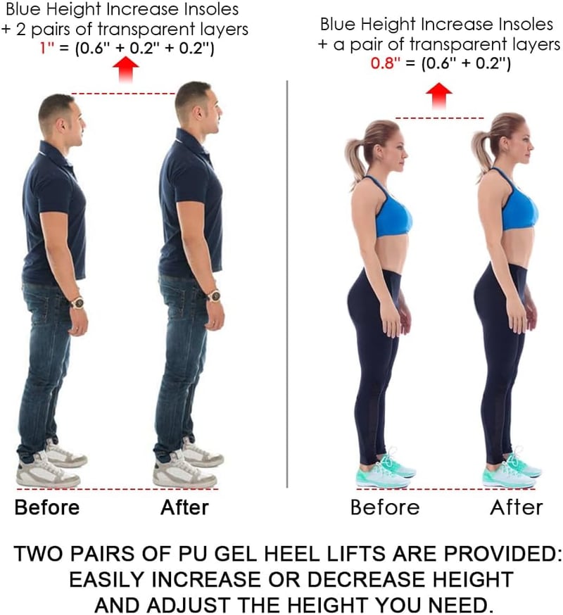 Height Increase 3-Layer Heel Inserts