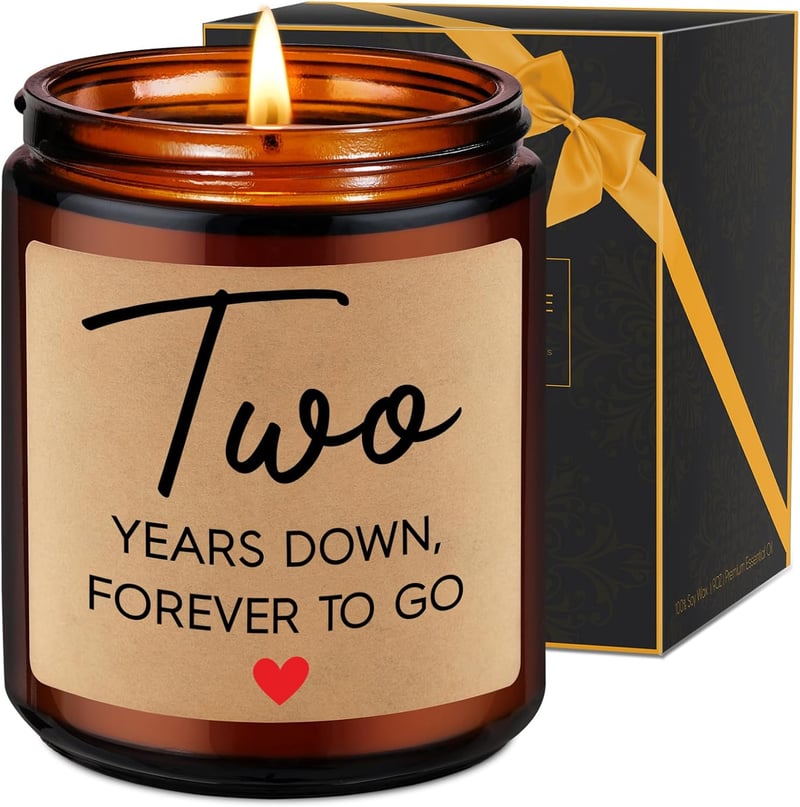 2nd Anniversary Cotton Candle Gift for Couples