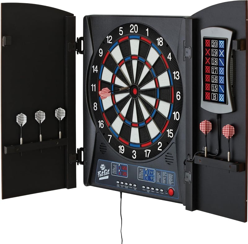 Fat Cat Mercury Electronic Dartboard with Cabinet and Scoreboard