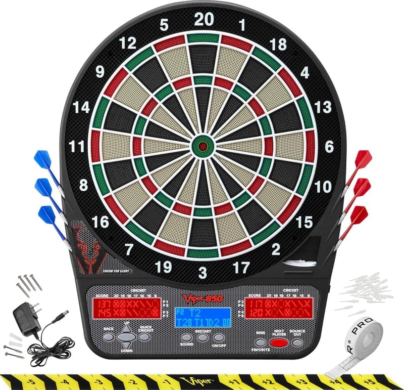 Regulation Electronic Dartboard with Nylon Segments, 50 Games, Black