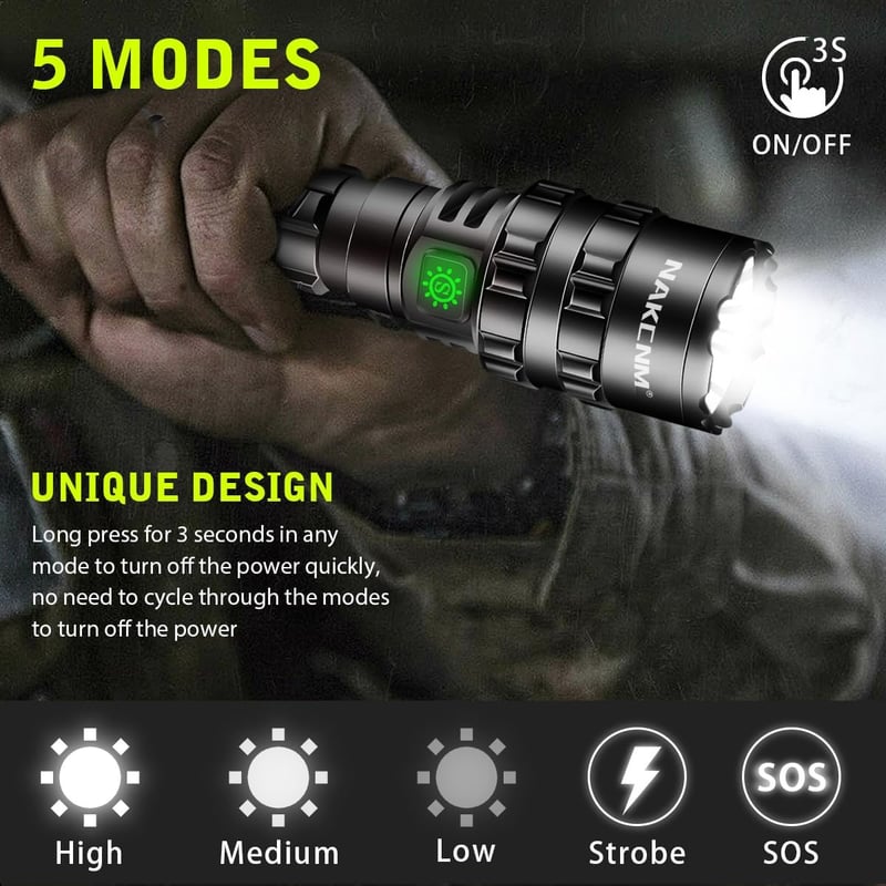 Tactical Weapon Light, 5500 Lumen Rechargeable with Mount