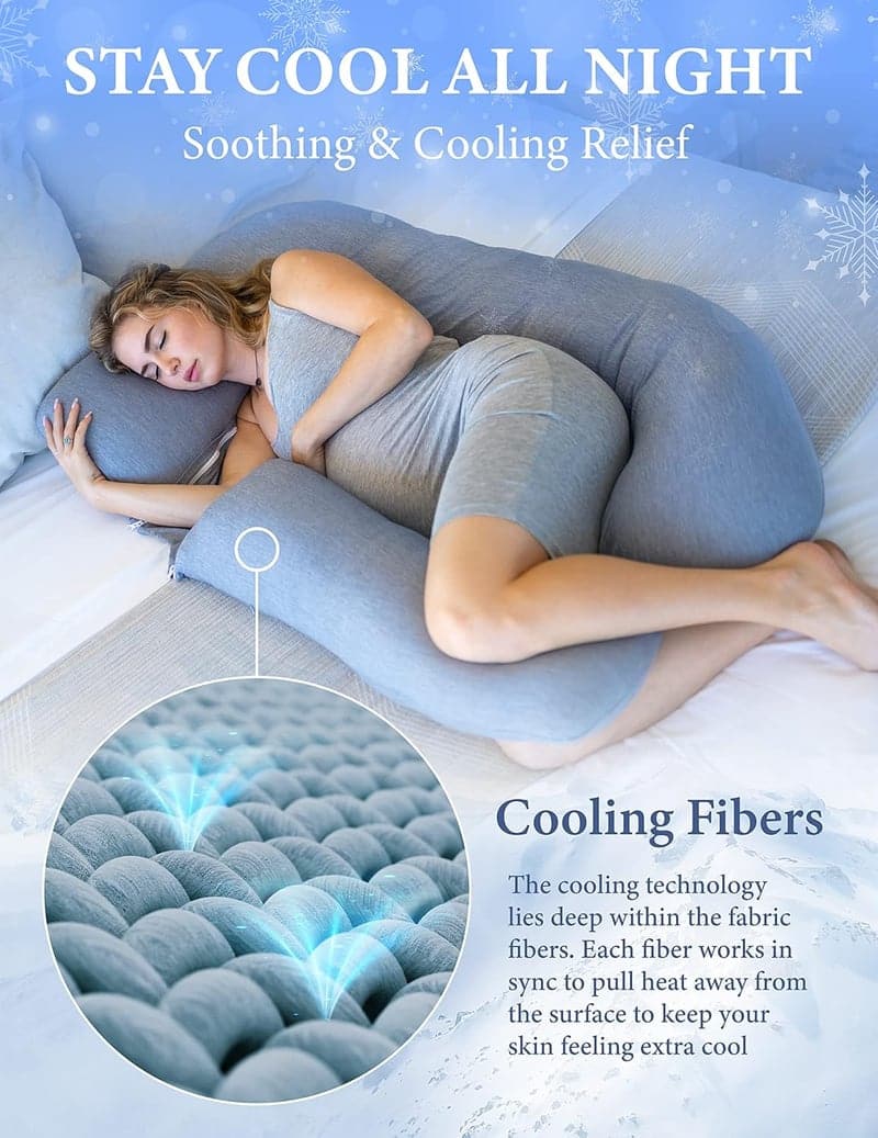 Maternity U-Shape Body Pillow with Cooling Cover, Dark Grey