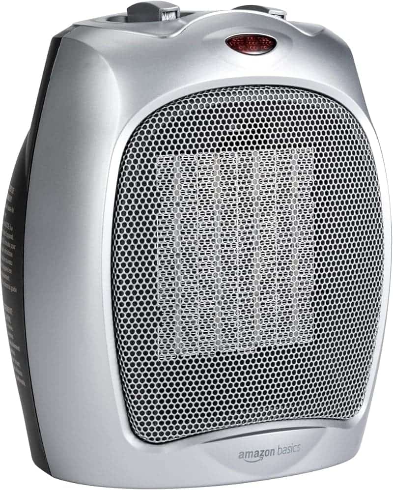 Portable Ceramic Space Heater, 1500W, Silver