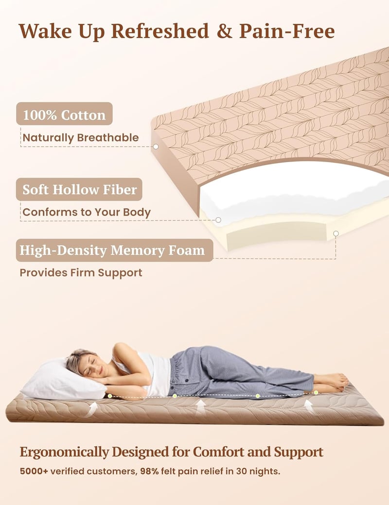 Japanese Cotton Floor Mattress – Full Size Coffee Roll-Up
