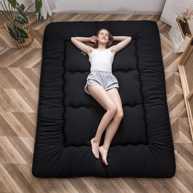 Queen Black Japanese Floor Mattress for Dorms