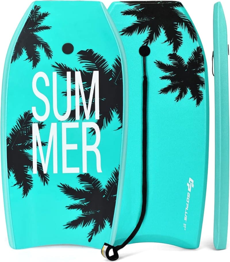 Beach Body Boards - Lightweight with Wrist Leash, EPS Core