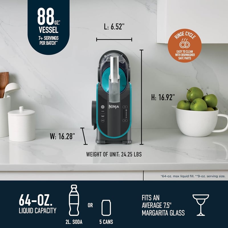 Frozen Drink Maker with RapidChill, 88 oz, Teal, 2 Presets