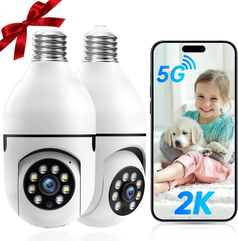 Outdoor Light Bulb Security Camera, 2-Pack WiFi