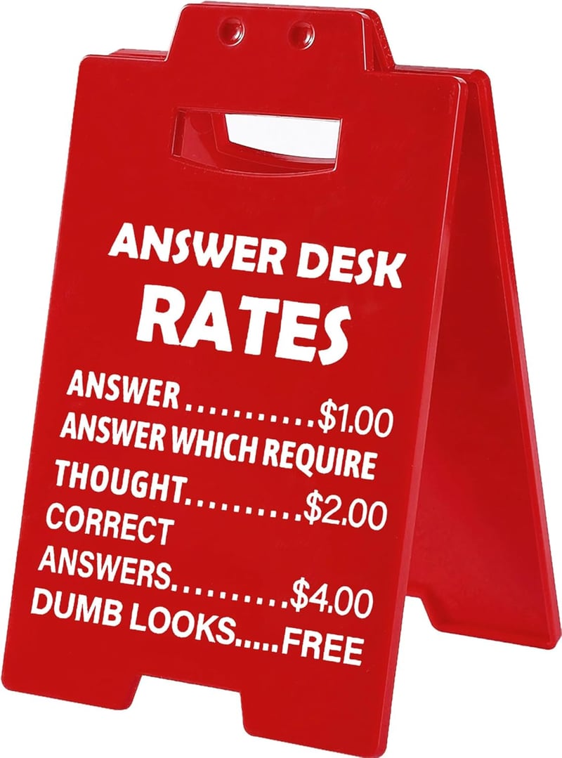 Funny Desk Rates Sign – Work Gift for Coworkers, Boss, or Staff