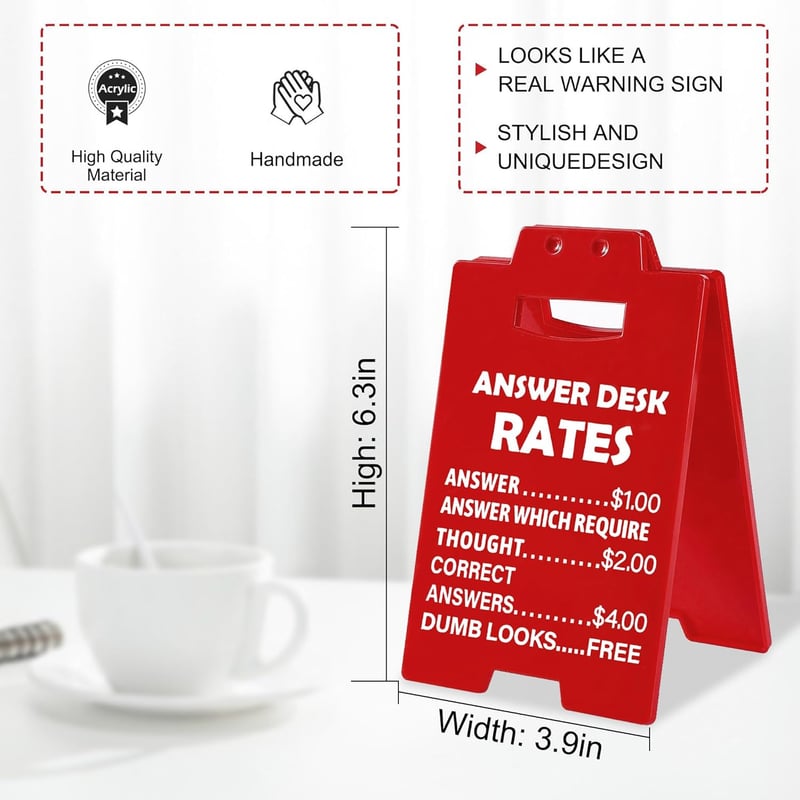 Funny Desk Rates Sign – Work Gift for Coworkers, Boss, or Staff