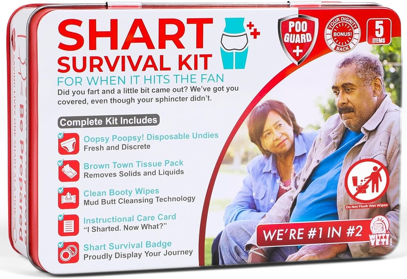 Poop Prank Gift Set with Wet Wipes & Badge