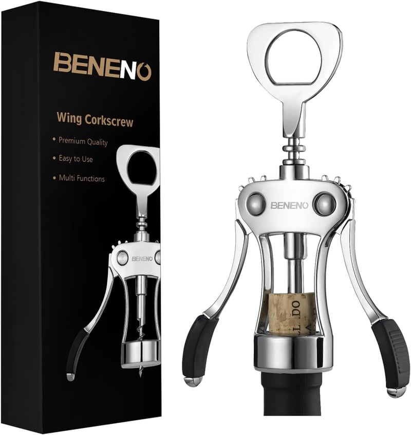 Premium Zinc Alloy Wing Corkscrew Wine Opener with Ergonomic Handle