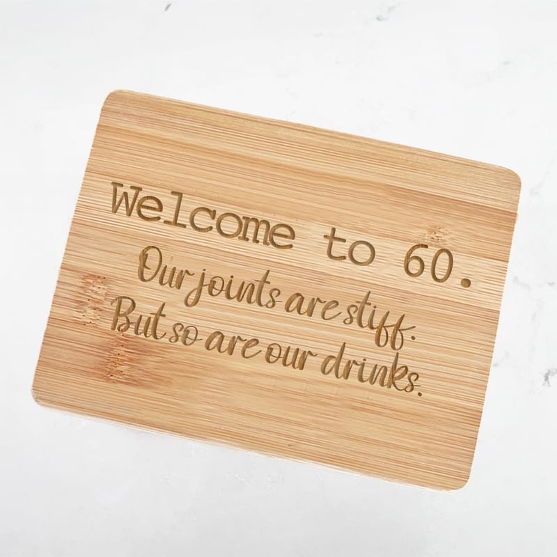 60th Birthday Bamboo Charcuterie Board – Funny Gift 6x8 Inch