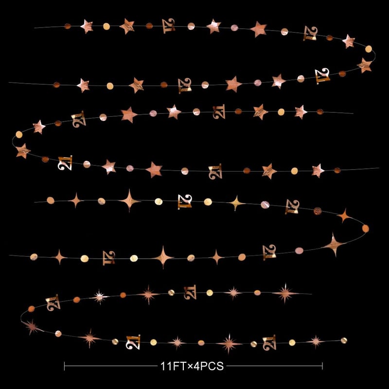21st Birthday Rose Gold Garland Kit – Circle Star Bunting Decor