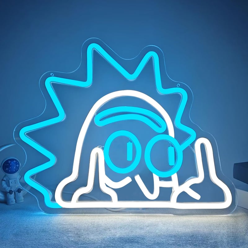 Anime Rick LED Neon Sign - Dimmable Wall Light for Boys Room
