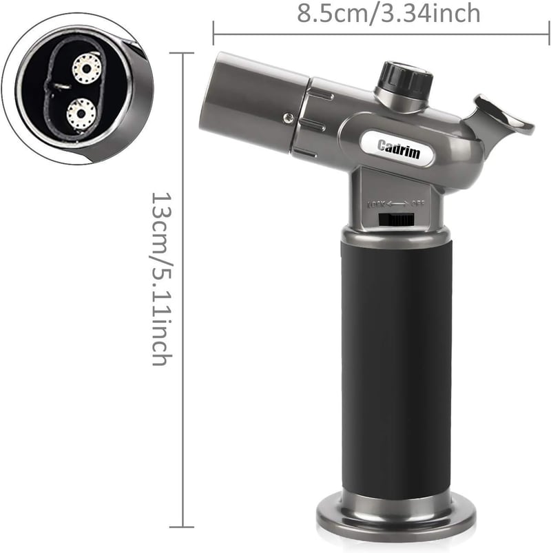 Pro Culinary Double Flame Butane Torch, Black