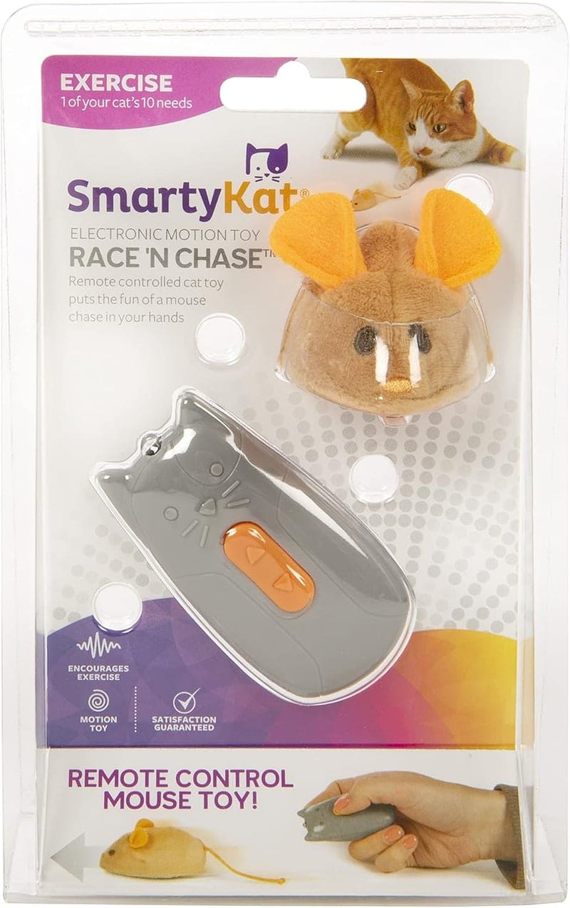 Electronic Cat Toy: Remote-Control Mouse, Gray/Orange