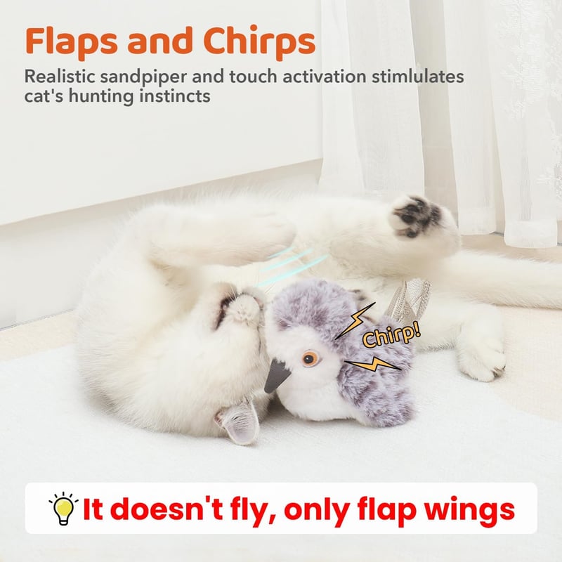 Cat Kicker Chirping Sandpiper Toy - Rechargeable & Interactive