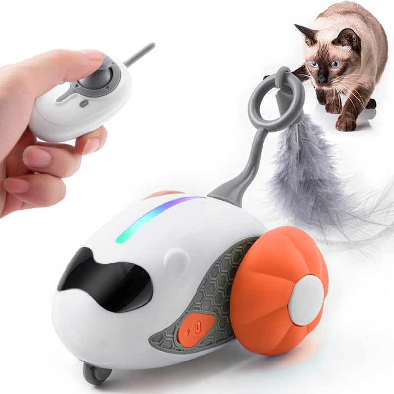 Rechargeable Smart Cat Toy with Joystick for Indoor Cats - Orange