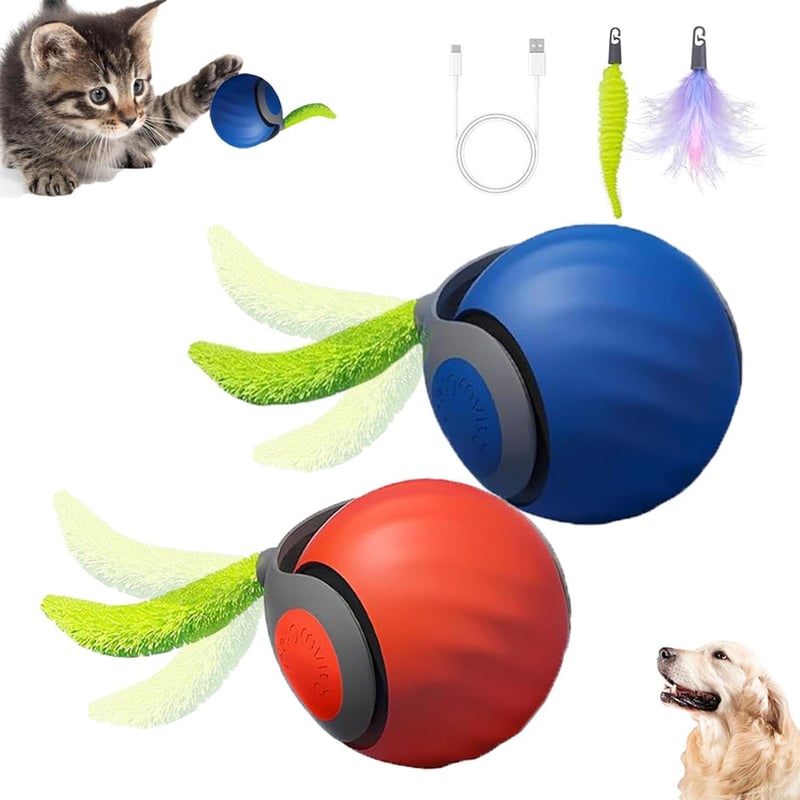 Interactive Cat Toy Duo: Speedy 2.0 Auto Ball