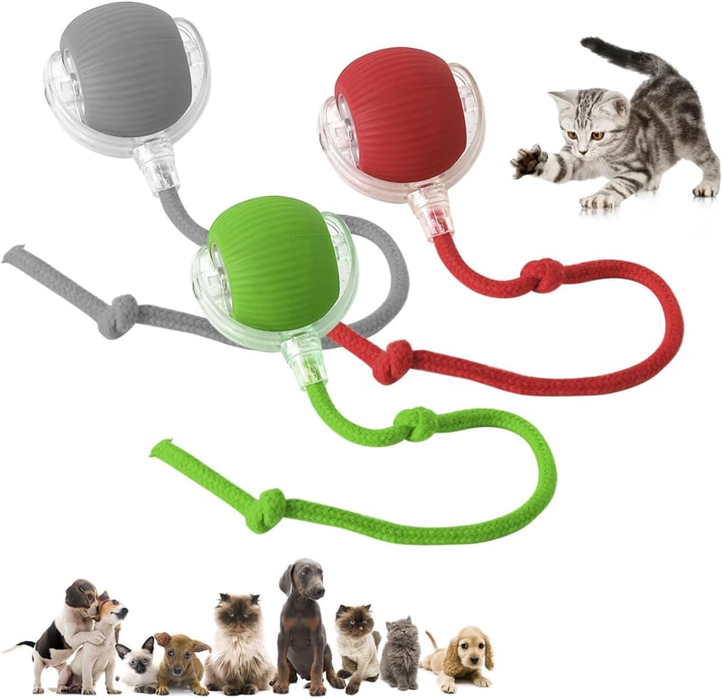 Interactive 360 Rolling Pet Ball Set (3 PCS) – For Dogs & Cats