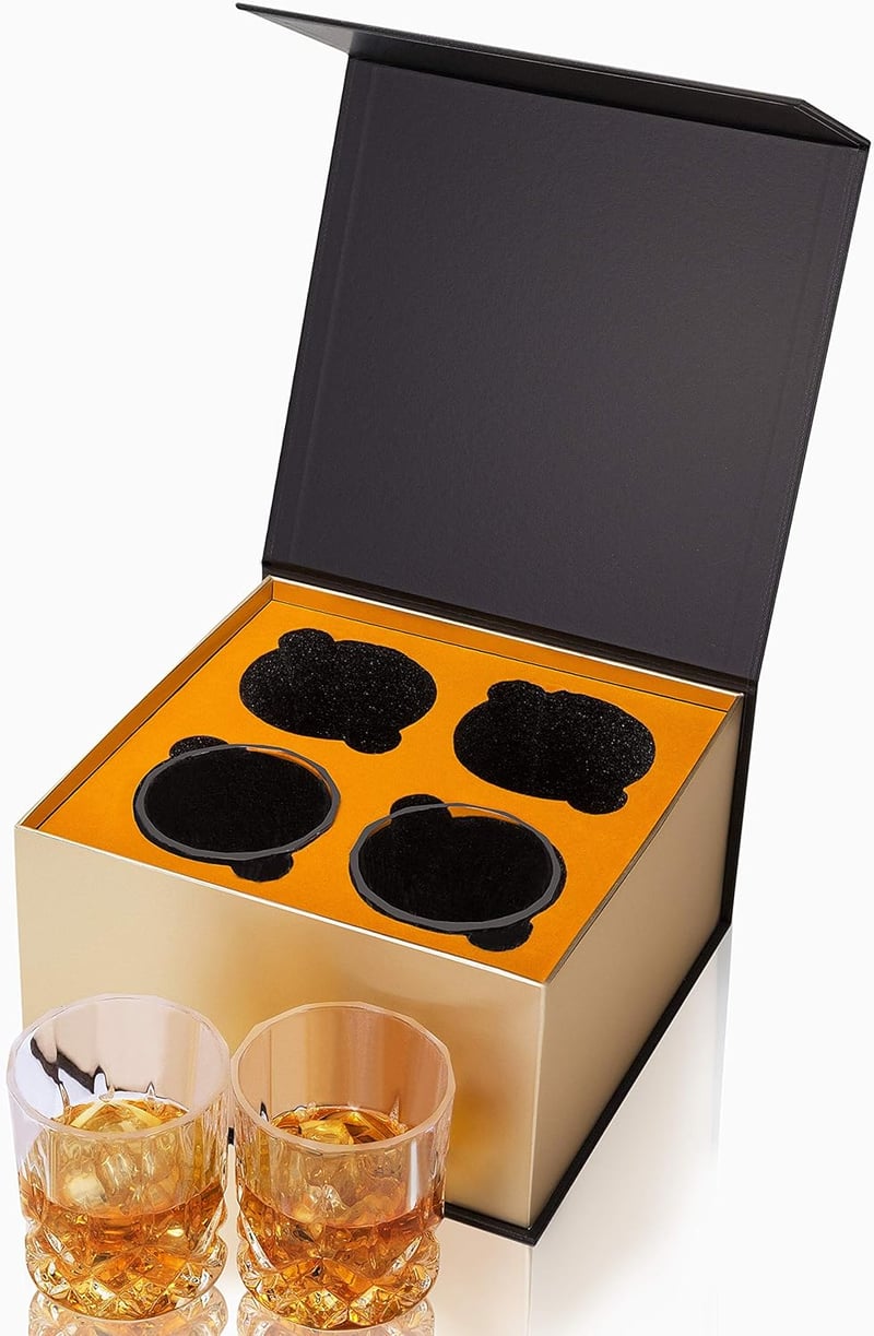 Whiskey Glasses Gift Set, 10 Oz Rocks Barware for Men (Set of 4)
