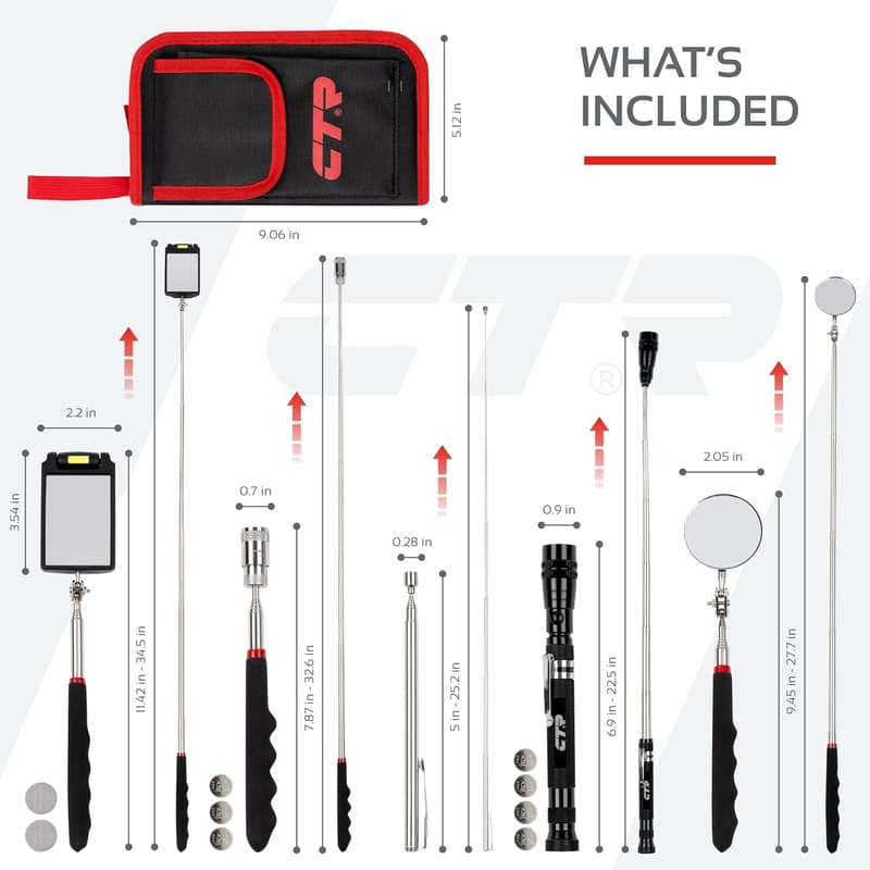 Magnetic Tool Kit with LED Mirror - Gifts for Men