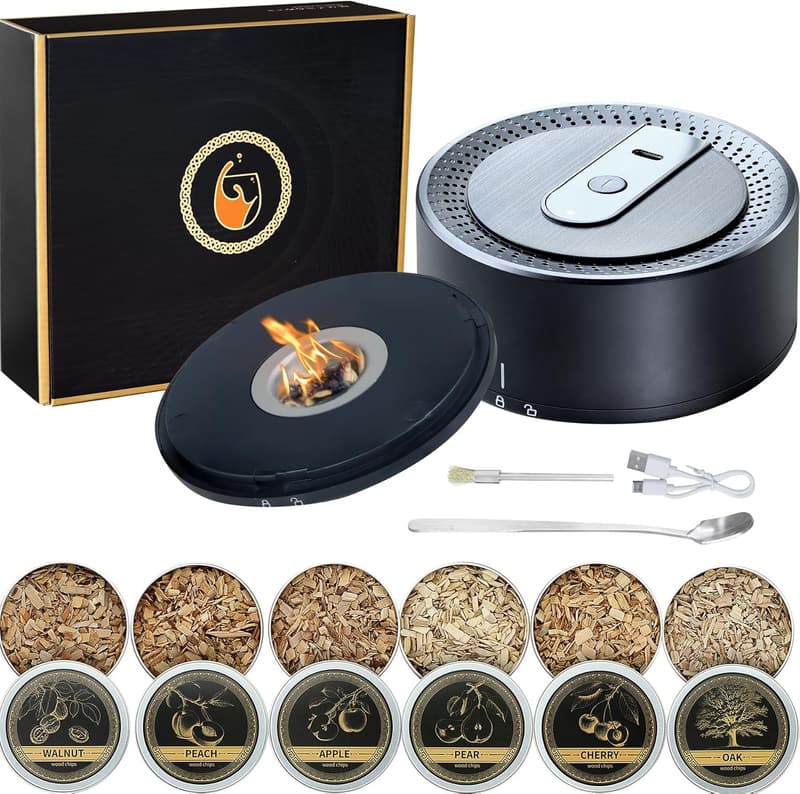 Whiskey Smoker Kit with Wood Chips for Men