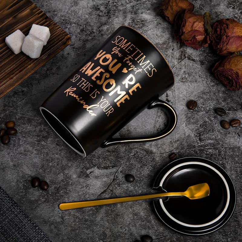 Anniversary Ceramic Mug for Men - Gold Print, 14oz