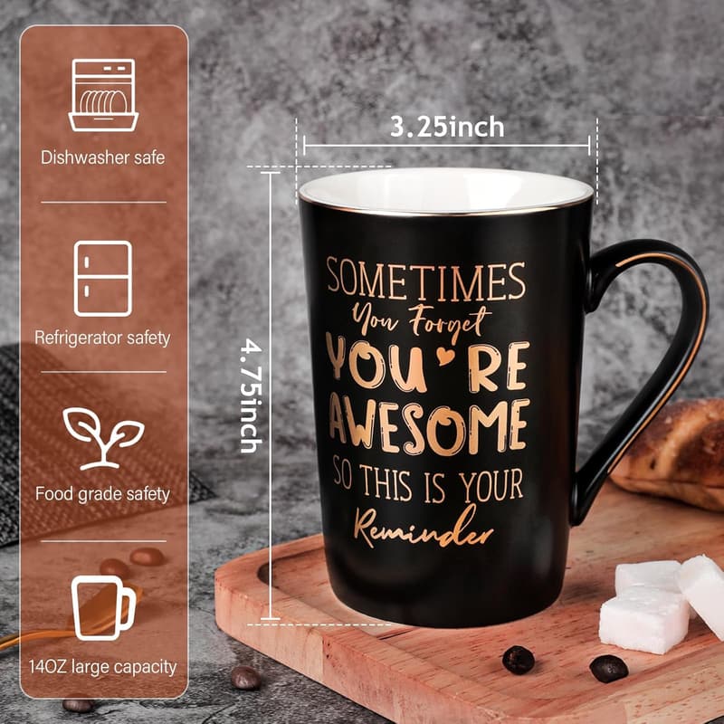 Anniversary Ceramic Mug for Men - Gold Print, 14oz