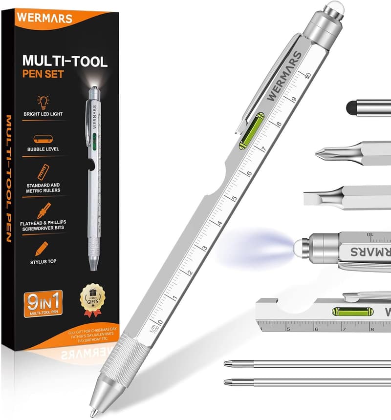 Christmas Multitool Pen Gift for Men (Silver)