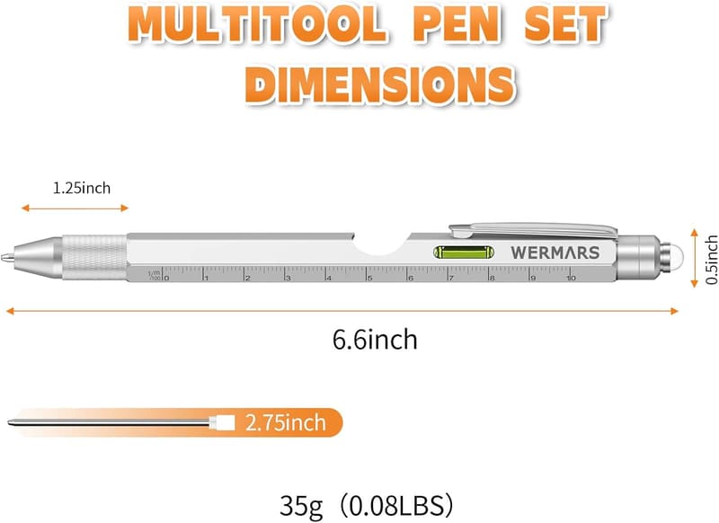 Christmas Multitool Pen Gift for Men (Silver)