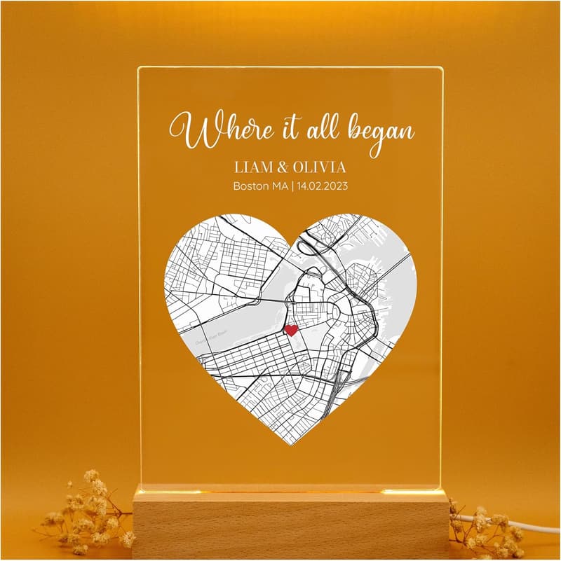 Custom Map Plaque for Couples