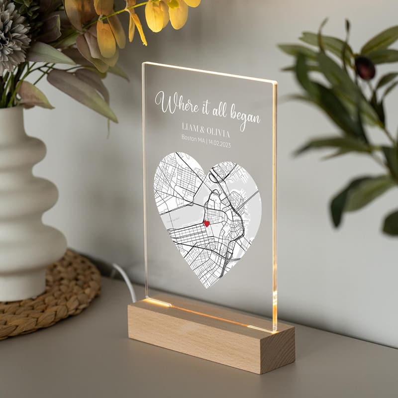 Custom Map Plaque for Couples