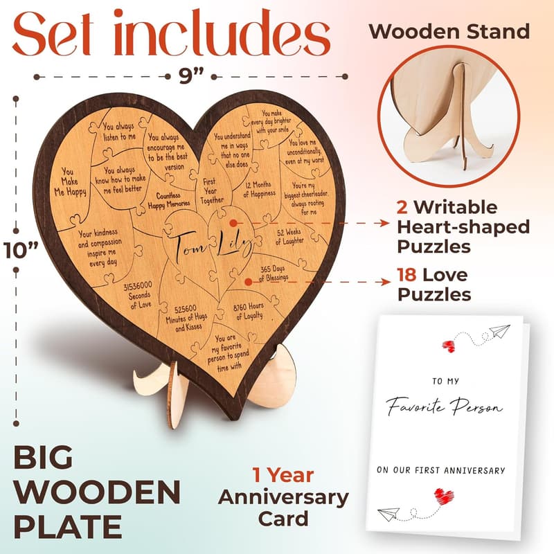 1st Anniversary Wooden Gift for Couples