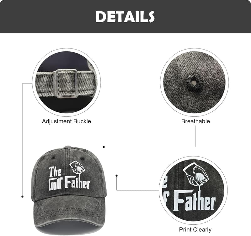 Golf Cap for Men - Adjustable Embroidered Hat