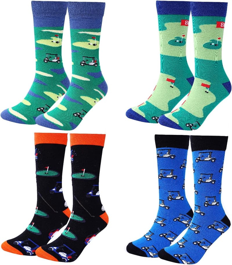Golf Novelty Crew Socks - Men's 4-Pack